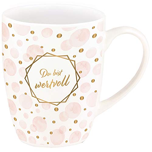 Kawohl Porzellan Tasse aus der Gold-Edition - Du bist wertvoll - Zylindrisch - Rosa - Luxus-Design mit Echtgold-Dekor - 10,5 cm Kawohl Porzellan Tasse aus der Gold-Edition - Du bist wertvoll - Zylindrisch - Rosa - Luxus-Design mit Echtgold-Dekor - 10,5 cm von Kawohl