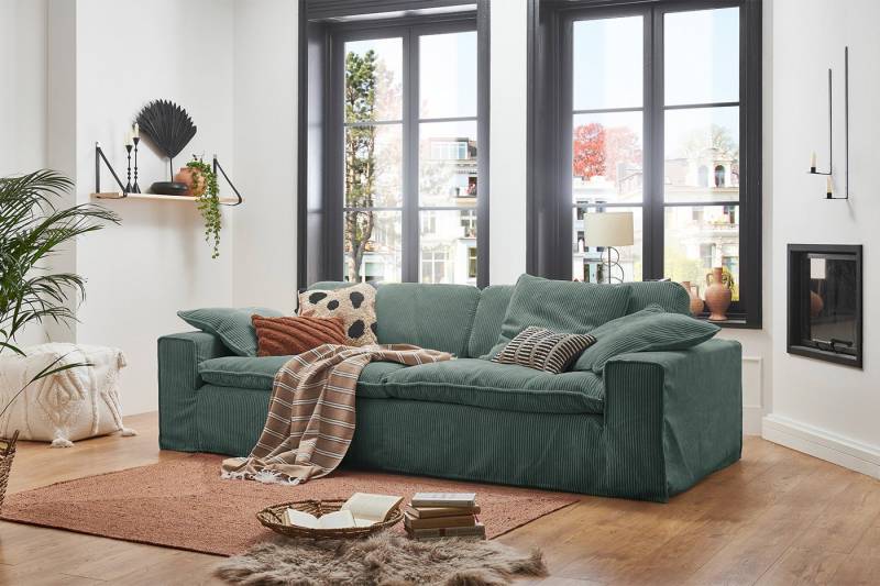KAWOLA 3-Sitzer NETTA, Sofa Couch Cord Bezug abziehbar, verschiedene Breiten und Farben von Kawola