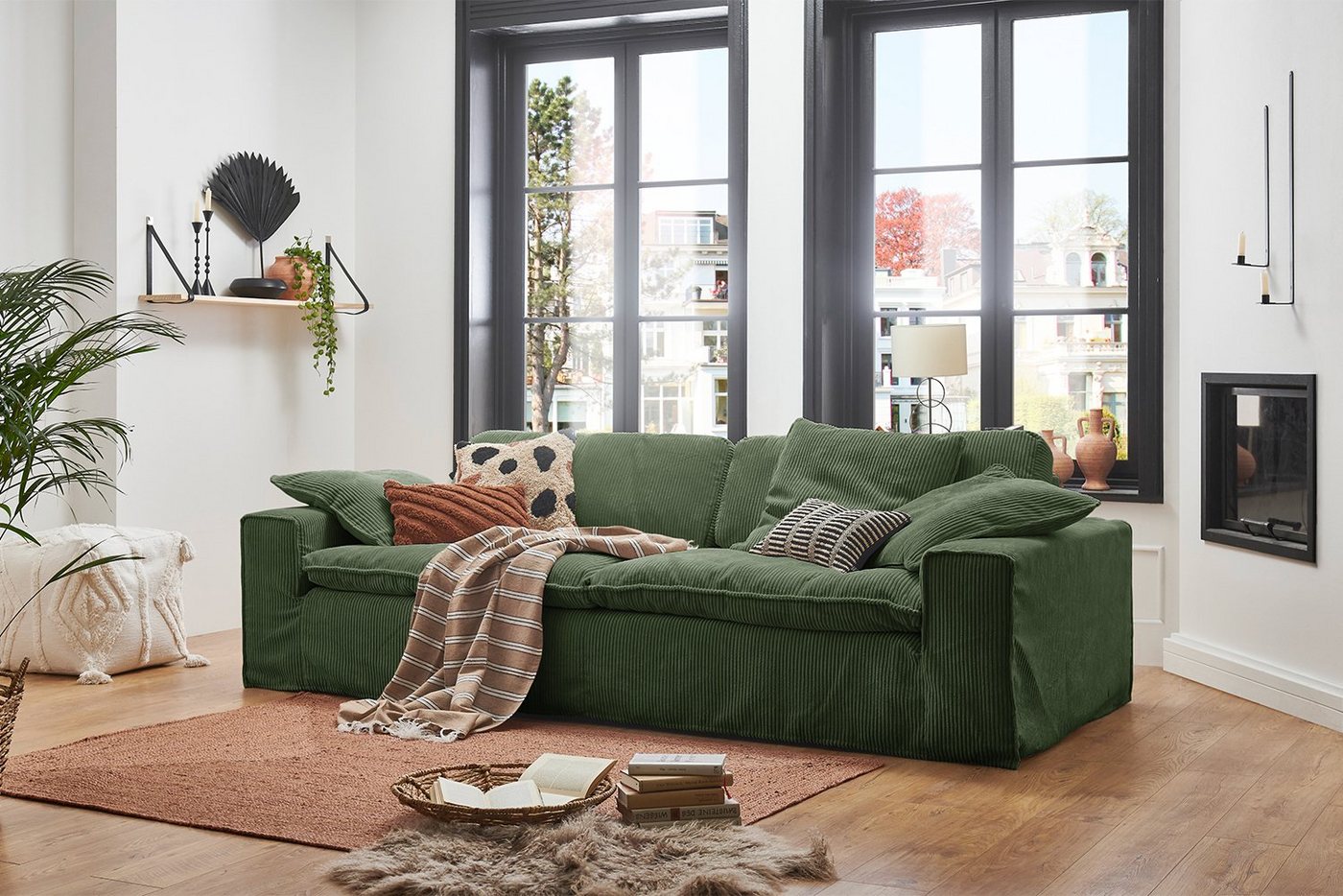 KAWOLA 3-Sitzer NETTA, Sofa Cord Bezug abziehbar, versch. Breiten und versch. Farben von Kawola