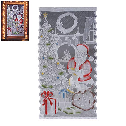 Spitze Vorhänge Scheibengardine Klein LED Weihnachten Deko Weihnachtsvorhang Tüll Fenster Behandlung Weihnachtsmann Christmas Gardine 102 x 213 cm von Kawosh