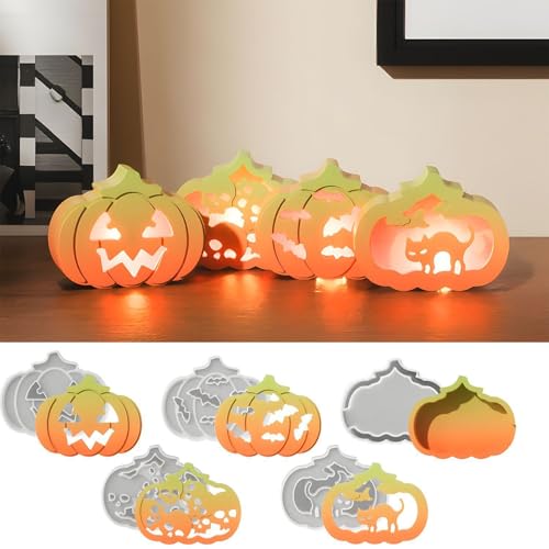 5 Stücke Silikonformen Gießformen Kürbis, Halloween Kürbislaterne Silikonform, Halloween Kürbis Gips Zum Gießen, Kerzenformer, Für Ton Fondant Gips 5 Stücke Silikonformen Gießformen Kürbis, Halloween Kürbislaterne Silikonform, Halloween Kürbis Gips Zum Gießen, Kerzenformer, Für Ton Fondant Gips von Kaxenig