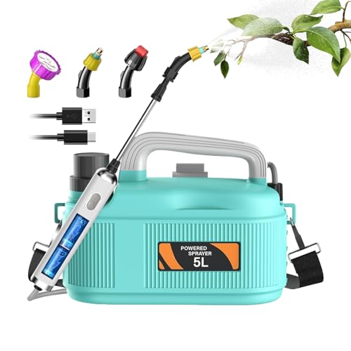 Gartenspritze | Elektrische Akku-Rückenspritze 5,1 Liter Mit Teleskopstange,Einstellbarer Düngesprüher Mit Teleskopstange Und Bewässerungssprüher Für Garten Terrasse Camping Innenbereich Gewächshaus U von Kaxenig