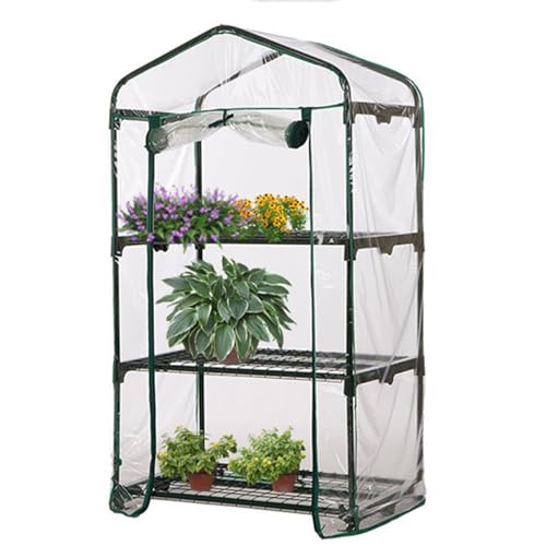 Kaxenig Gewächshausabdeckung, PVC-Gewächshäuser-Abdeckung Mit Reißverschluss, 2/3/4/5 Stufen Gewächshaus-Ersatzabdeckung, Durchsichtiges PVC Abdeckung Für Pflanzen (Rahmen Nicht Enthalten) von Kaxenig