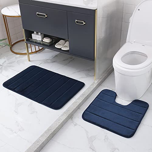Kaxich 2 Stück Badezimmerteppich rutschfest Badematte Waschbar Badteppich Weiche Mikrofaser, Badvorleger 50 x 80 cm und WC-Teppiche 50 x 50 cm von Kaxich