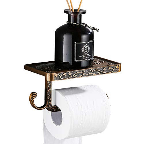 Kaxich Toilettenpapierhalter mit Ablage geschnitzt Antik Papierhalter Klopapierhalter Aluminium Wandmontage Klorollenhalter Wandhalter für Küche und Badzimmer WC von Kaxich
