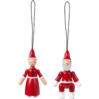 Kay Bojesen - Weihnachtsmann & Weihnachtsfrau Holz-Ornamente, rot / weiß (2er-Set) von Kay Bojesen Denmark