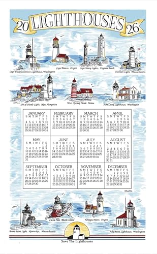 Kay Dee Designs 2026 Kalenderhandtuch/Geschirrtuch (Leuchttürme) von Kay Dee Designs