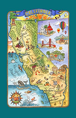 Kay Dee Adventure Reiseziele Poster Stil Geschirrtuch, Kalifornien von Kay Dee