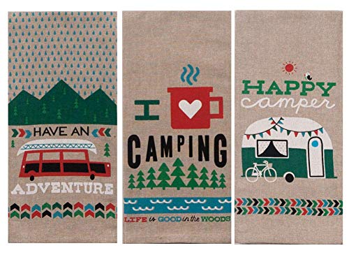 Kay Dee Designs Camping Adventures Chambray Geschirrtuch Set mit 3 Stück: Bundle Designs enthalten: Have an Adventure – I Heart Camping – Happy Camper von Kay Dee