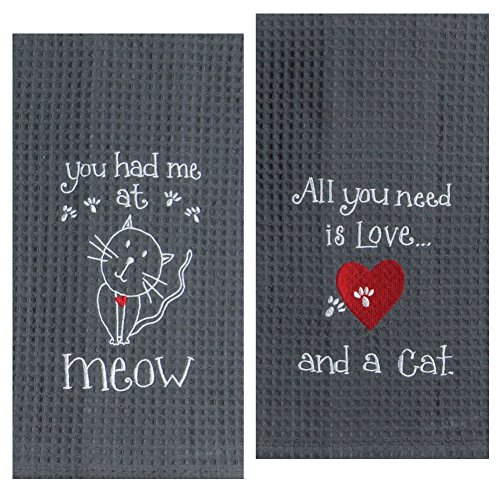 Kay Dee Designs Handtuch-Set für Katzenliebhaber, bestickt - One Each You Had Me at Meow & Cat Love von Kay Dee