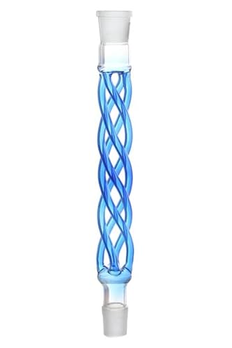 KAYA Glas-Schaft CURLY Blau für Shishas und Wasserpfeifen mit 29.2 Schliff-Anschluss an Base + Kopf, spiralförmig gedrehtes Glas, Länge 36cm von Kaya