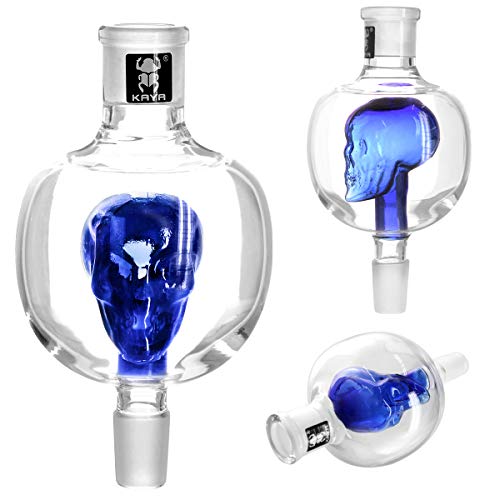 Kaya Shisha Molassefänger Glas Skull, Kugel mit Totenkopf, Stabiler 18.8 Schliff - Wasserpfeifen Zubehör (Blau) von Kaya