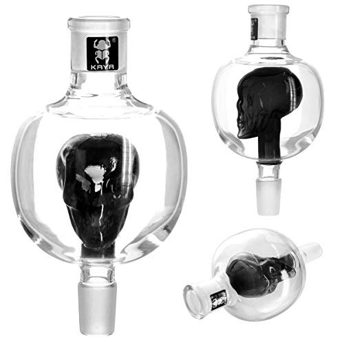 Kaya Shisha Molassefänger Glas Skull, Kugel mit Totenkopf, Stabiler 18.8 Schliff - Wasserpfeifen Zubehör (Schwarz) von Kaya