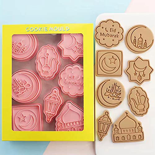 8 Stück Eid Mubarak Ausstechformen Set, Muslimischen Cookie Cutter Ramadan Dekoration 3D Eid Mubarak Plätzchen Ausstecher Set DIY Kuchen Back Werkzeuge Fondant Kuchen Form Party Decor von Kayan