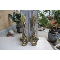 2 Stück/Paar - 18 "Vintage Dragon Handle Massiver Messing Antiker Türgriff Ziehknopf Für Haupttüreingangsweg von KayeeEthnic