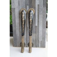 Paar - 2 Stück 12 "Zoll Antike Vintage Alumuniium Und Messing Haupttür Eingang Weg Pull Einzigartige Horn Türgriff von KayeeEthnic