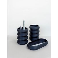 Desk Set Groovy - Large | 6 Pieces Stackable Paper Clip Trays, Pen Holder & Tray | Circle Or Oblong von KayenneStudio