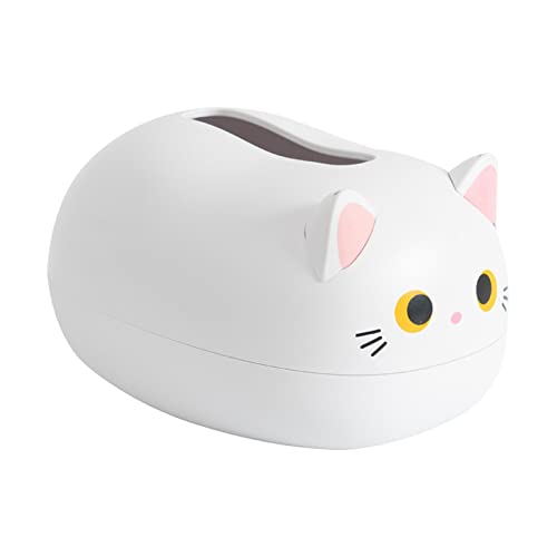 Deko Wohnzimmer Cute Cat Style Paper Tissue Lunch Box Tissue Paper Box Papierbehälter Desktop Badezimmer Dekoration Mini Schubladenbox Holz Herbstdeko (White, One Size) von Kayferli