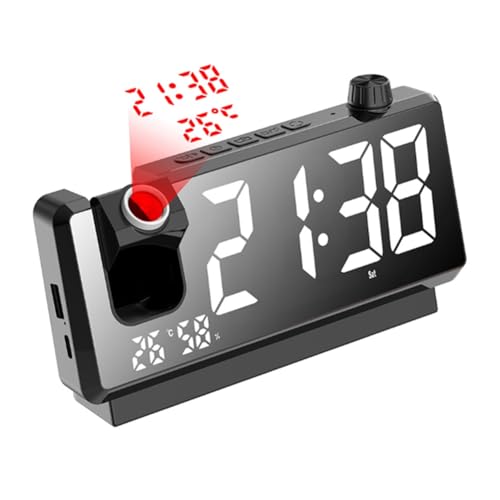 Kayfg Projektionswecker HD-LED-Anzeige Smarte Projektionsuhren für das Schlafzimmer 180-Grad-Drehbare Digitale Uhrenprojektion B von Kayfg