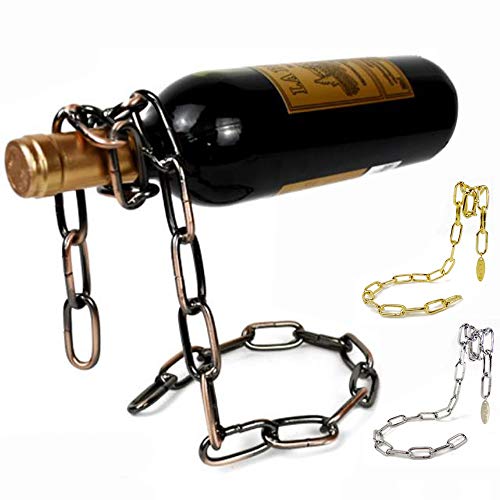 KAYLA-lan Bronze/Silber/Golden Weinflaschenhalter Anti Gravity Suspension Eisenkette Weinhalter Magic Floating Weinflaschenhalter für Geschenk Küche Home Decoration. (Golden) von KAYLA-lan