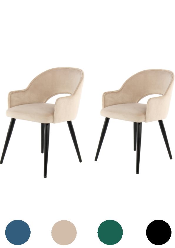 2er Stuhl Set Samt Stühle Esszimmer Küche Polster Wohnzimmer Sessel retro modern von Kayoom