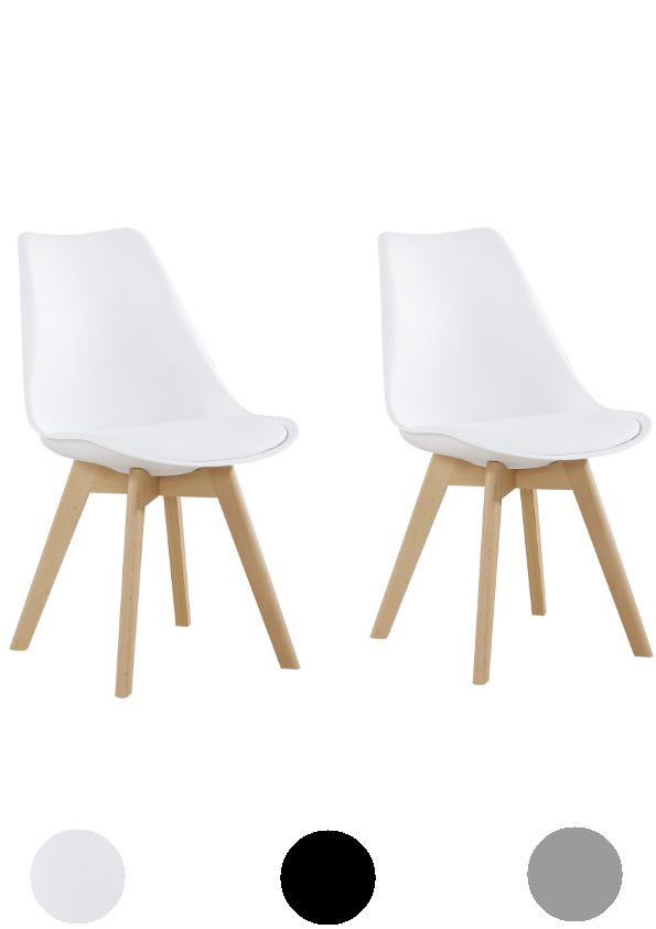 2er Stuhl Set Stühle Esszimmer Küche Wohnzimmer modern skandi Holz Kunststoff von Kayoom