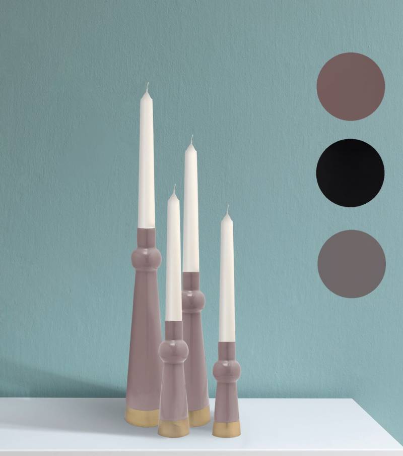 4 er Set Kerzenhalter Deko Kerzenständer Stabkerzen Leuchter Art Deco Gold Me... von Kayoom