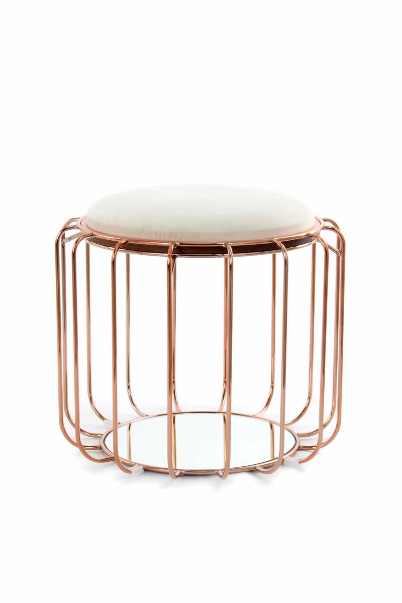 Beistelltisch / Pouf Comfortable 110 Beige / Rosà von Kayoom