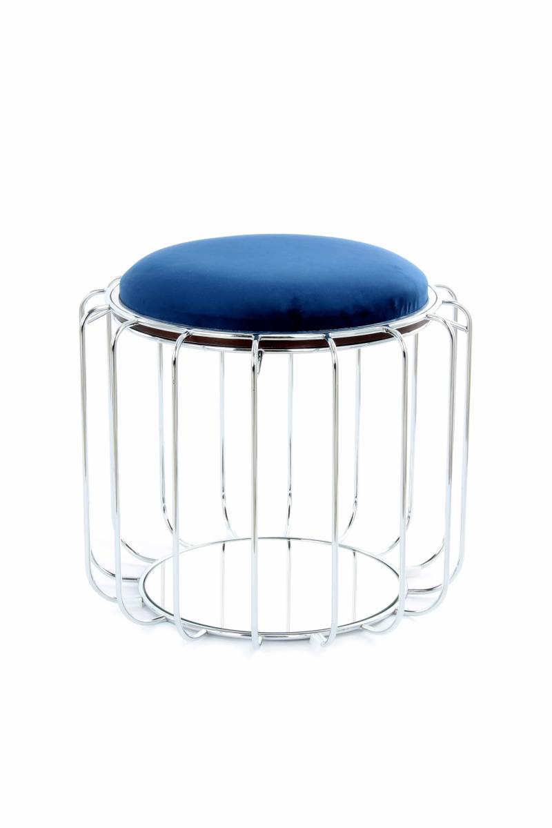 Beistelltisch / Pouf Comfortable 110 Dunkelblau / Silber von Kayoom