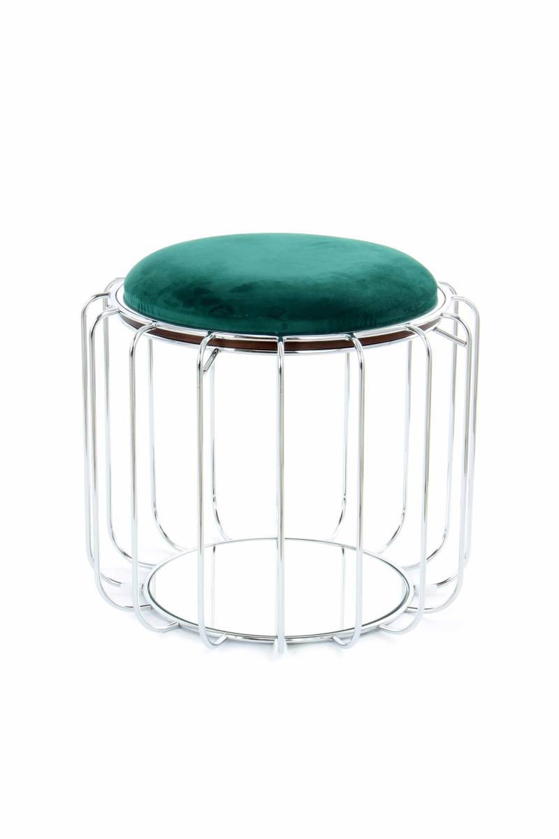 Beistelltisch / Pouf Comfortable 110 Dunkelgrün / Silber von Kayoom