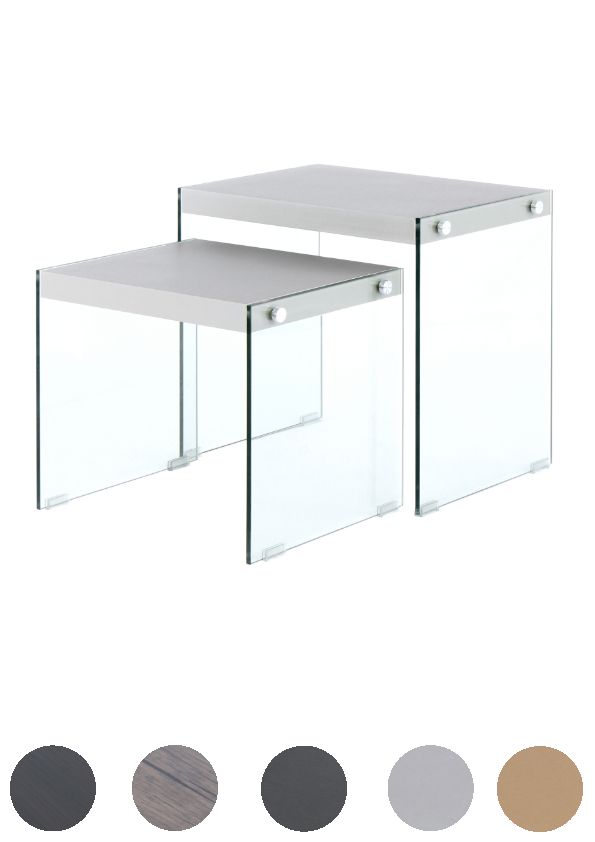 Beistelltisch 2er Set Glas modern clean transparent Couchtisch Nacht Coffeetable von Kayoom