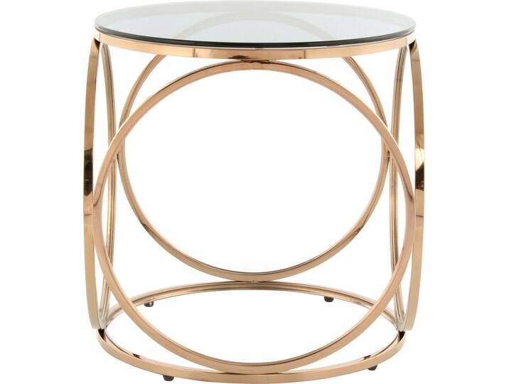 Beistelltisch KAYOOM Whitney 225,Beistelltisch mit offenem Design, Gestell aus Metall , grau (grau, roségold, roségold, grau), B:50cm H:52cm T:50cm, 100% Edelstahl, Sicherheitsglas, Tische, Glamouröses Design, hochwertige Verarbeitung, pflegeleicht von Kayoom