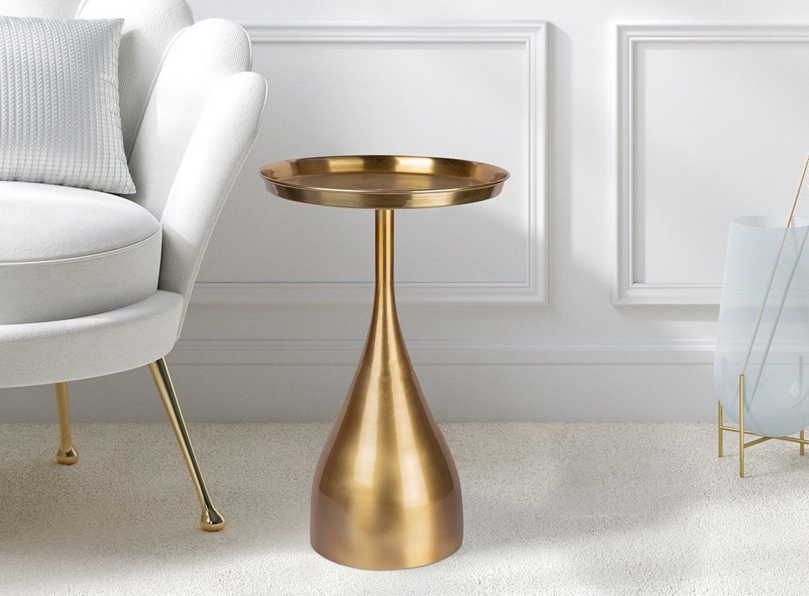 Beistelltisch Metall Couchtisch rund Tablett modern Stil design gold von Kayoom