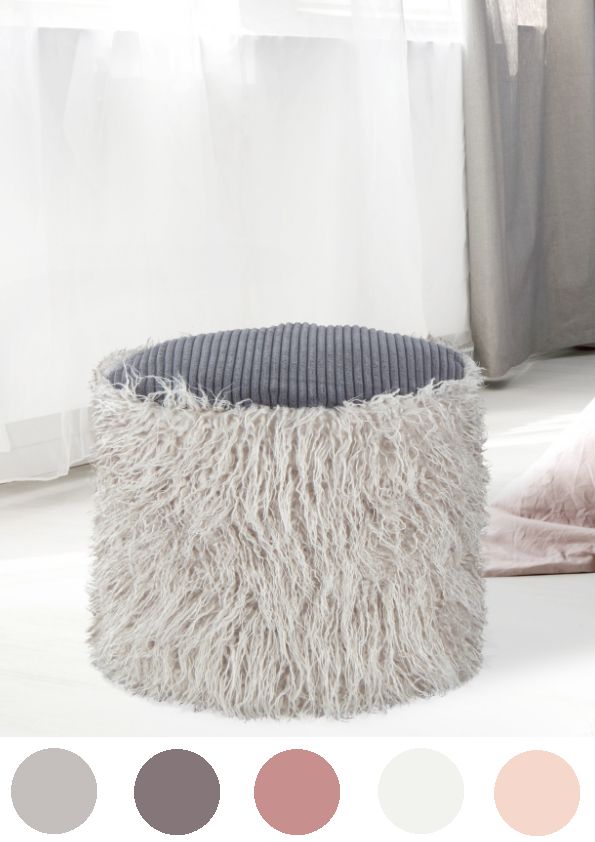 Fellpouf Hocker Fell modern rund weich Sitzsack Plüsch Polsterhocker Bodenkissen von Kayoom