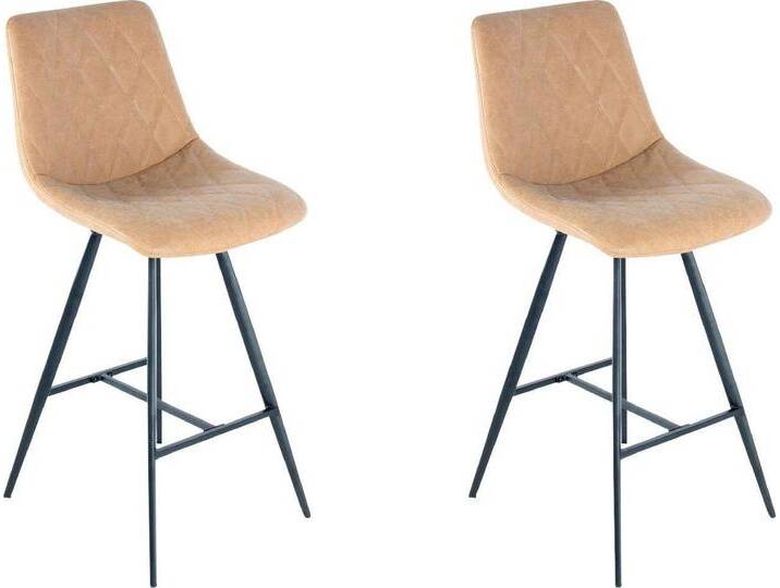 Hochstuhl KAYOOM Barstuhl Frances 425 2er-Set, stilvoller Retro-Look Barhocker , beige (taupe, schwarz), B:47,5cm H:107cm T:57,5cm, Sitz: 100% PU-Kunstleder / Gestell: 100% Eisen, pulverbeschichtet, Stühle, pflegeleicht, bequem, attraktive Lederoptik, stilvoller Retro-Look von Kayoom