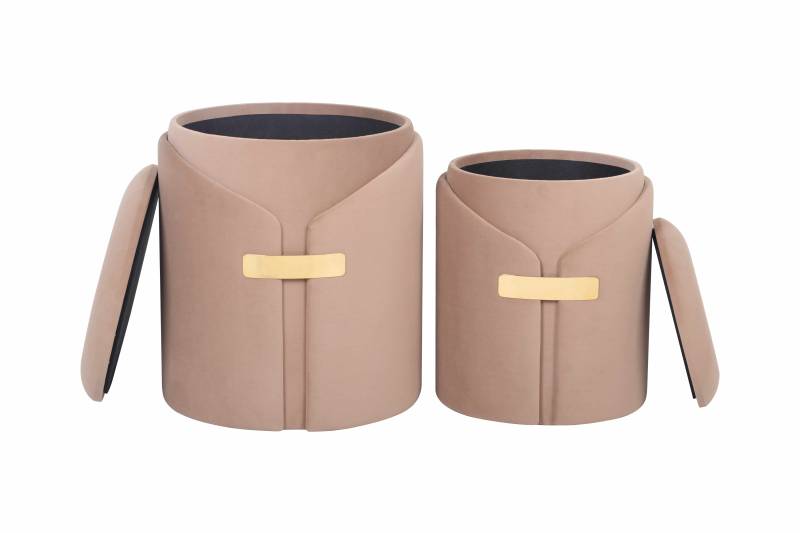 Hocker Forcet 125 2er-Set Hellbraun von Kayoom