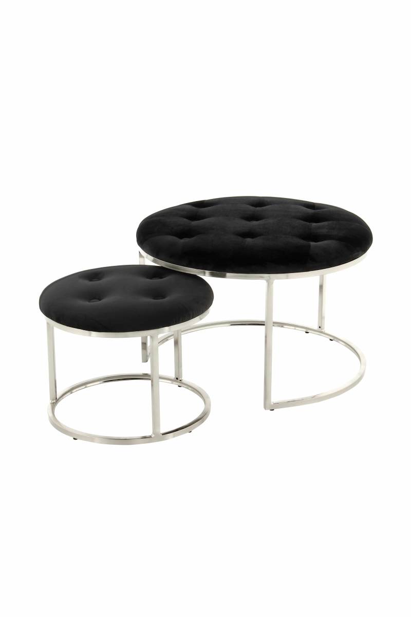 Hocker Myla 100 2er-Set Taupe / Gold von Kayoom