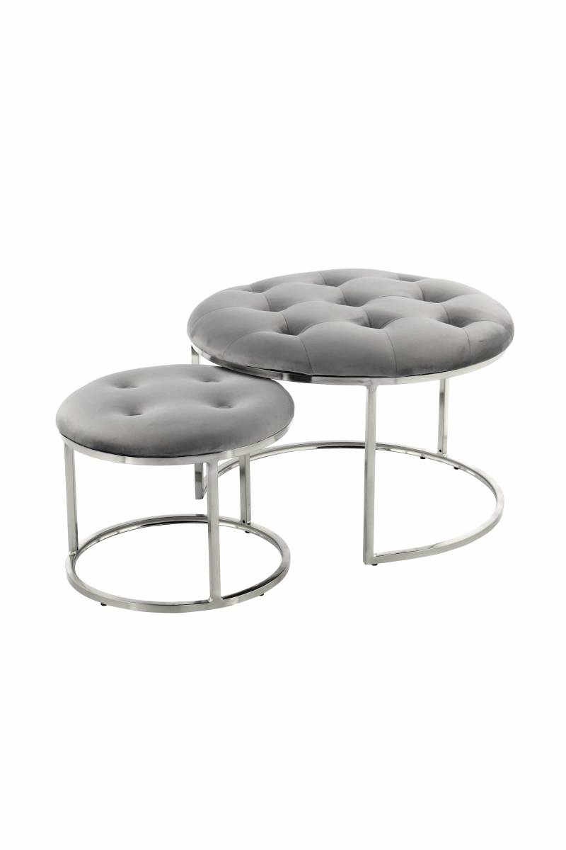 Hocker Myla 100 2er-Set Taupe / Gold von Kayoom