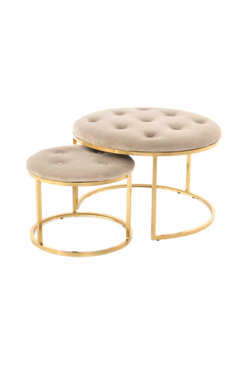 Hocker Myla 100 2er-Set Taupe / Gold von Kayoom