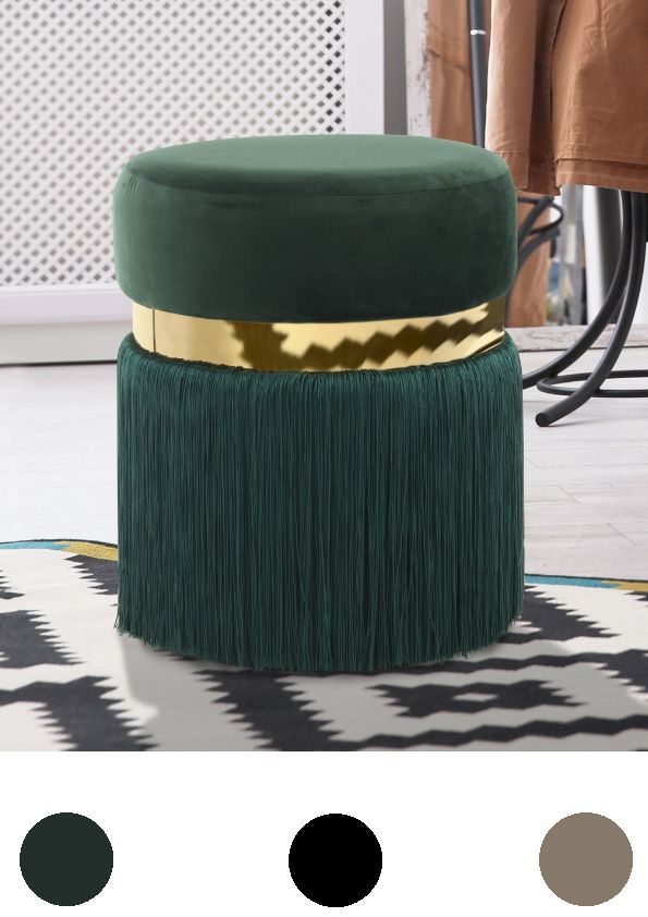 Hocker Pouf Samt design gold modern Sitzhocker rund Metall Schminkhocker Fransen Hocker Pouf Samt design gold modern Sitzhocker rund Metall Schminkhocker Fransen von Kayoom