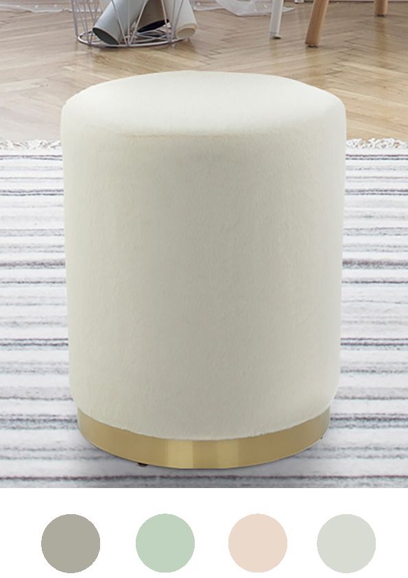 Hocker Pouf gold modern Sitz rund beige weiß Polster trend design Samt Fell grau von Kayoom