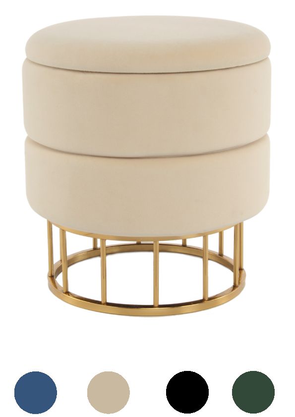 Hocker Stauraum Pouf gold modern Sitz Polster trend design Samt glamour silber von Kayoom