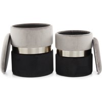 Hocker Zora 125 2-er Set Grau / Silber / Schwarz von Kayoom