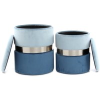 Hocker Zora 125 2-er Set Hellblau / Silber / Blau von Kayoom