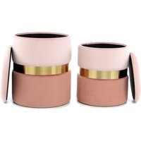 Hocker Zora 125 2-er Set Rosa / Gold / Altrosa von Kayoom