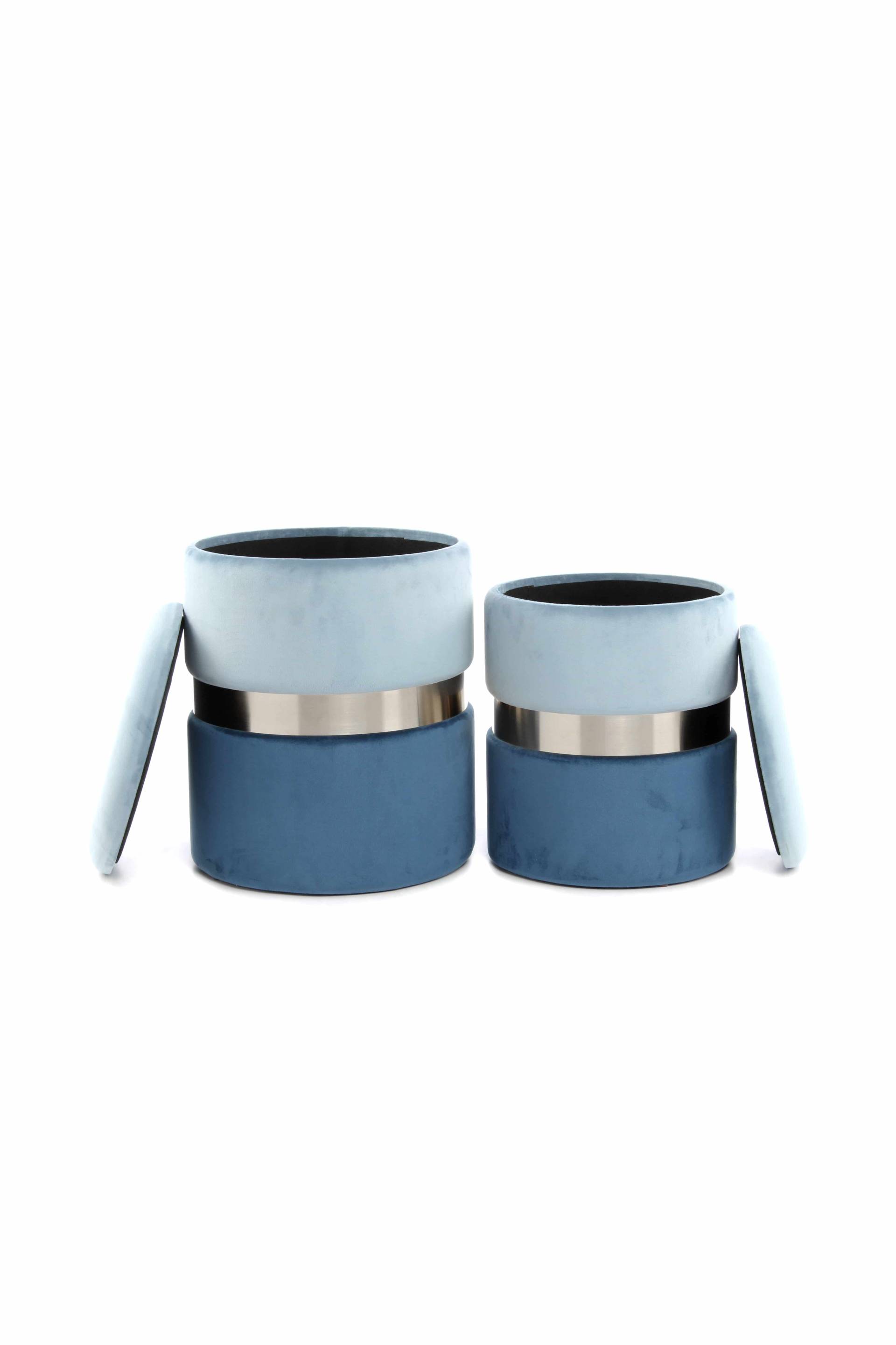 Hocker Zora 125 2er-Set Hellblau / Silber / Blau Hocker Zora 125 2er-Set Hellblau / Silber / Blau von Kayoom