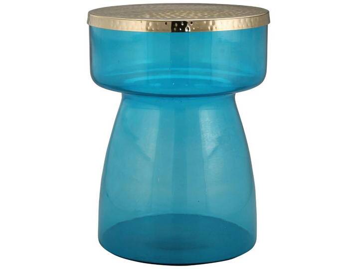 Kayoom BEISTELLTISCH, Gold, Blau, Metall, Glas, rund, 48 cm, Wohnzimmer, Wohnzimmertische, Beistelltische von Kayoom