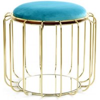 Beistelltisch / Pouf Comfortable 110 Türkis / Gold von Kayoom