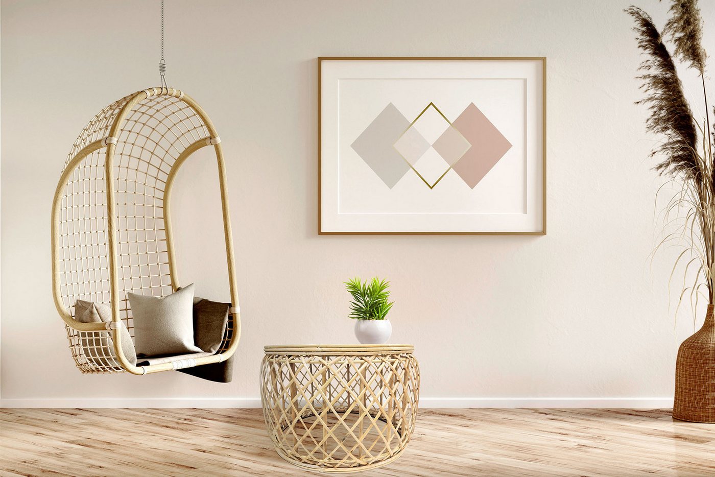 Kayoom Beistelltisch Rattan Tisch Massa 125, Beistelltisch mit Hingucker-Qualität (1-St), Bohostyle, Handgemacht, Naturmaterial, zeitlose Erscheinung von Kayoom
