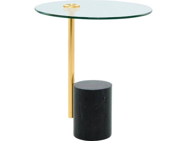 Kayoom Beistelltisch Rosario 525, Beistelltisch in glamourösem Stil,runde Glas-Tischplatte (1-St), Tischgestell in Metall-Marmor-Kombination von Kayoom
